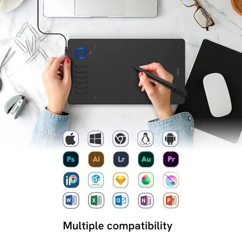 Vista 3 de VEIKK A15 Pro Graphics Drawing Pen Tablet - Tabletas digitales de gran área activa con bolígrafo pasivo, almohadilla de dibujo con 12 teclas de Azul