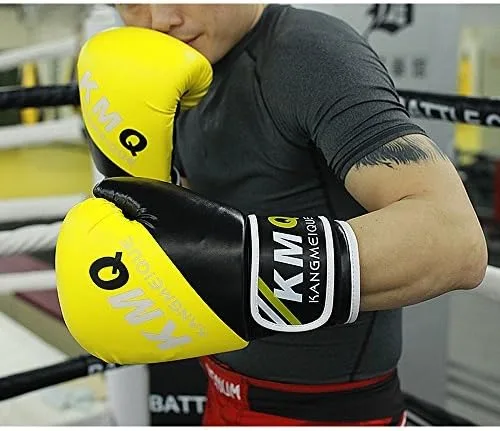 Vista 2 de Pro Boxeo Entrenamiento Sparring guantes con agujeros de perforación de Muay Thai, color azul
