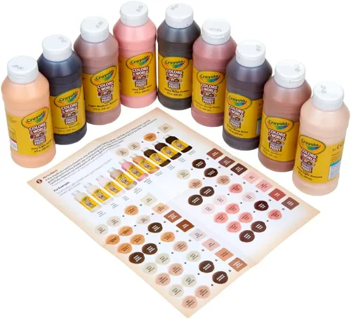 Vista 2 de Crayola Colors Of The World - Pintura lavable, 8 onzas (9 unidades), pintura a granel en tono de piel, suministros de arte y manualidades