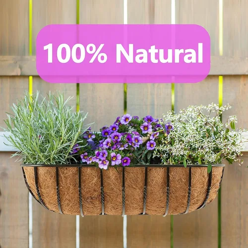 Vista 4 de TigeJoy 2 piezas de 24 pulgadas, revestimiento de fibra de coco grueso 100% natural para macetas, terrazas de jardín, macetas, 24 pulgadas