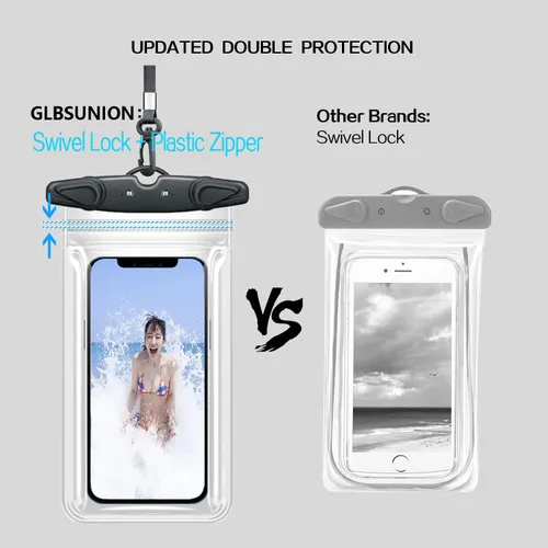 Vista 4 de Bolsa universal impermeable para teléfono, paquete de 4 fundas impermeables IPX8 con cordón para teléfono compatible con iPhone 17, 16, 15, 14, 13