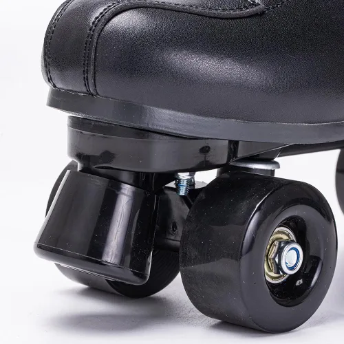 Vista 4 de Patines de ruedas para mujeres y hombres, de piel sintética, patines clásicos de doble fila, patines de cuatro ruedas para interiores y exteriores