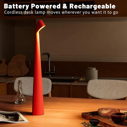 Vista 6 de HAPYGI Lámpara de escritorio LED portátil inalámbrica, lámpara de mesa inalámbrica recargable, brillo de 3 niveles, lámpara de mesa para patio, luz
