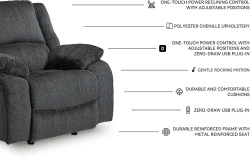 Vista 4 de Signature Design by Ashley - Sillón reclinable tapizado contemporáneo Draycoll - Ajustable - Gris oscuro