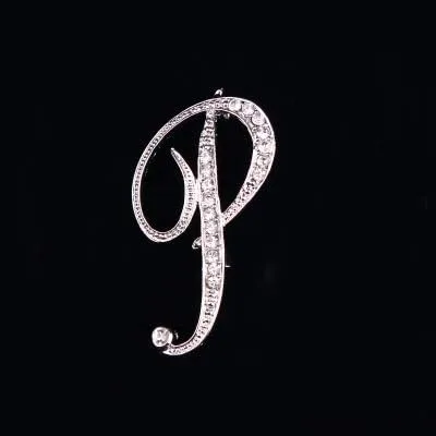 Vista 5 de LONG TIANTIAN 2 broches con inicial, delicado alfabeto con diamantes de imitación, broche con inicial de diamantes de imitación, joyería de letras