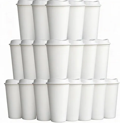 Vista 16 de Paquete de 20 tazas de café reutilizables con tapas, vasos de plástico de 16 onzas, taza de viaje para café helado para adultos y mujeres, bebidas