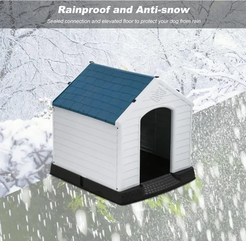 Vista 3 de FDW Casa para Perros Interior Exterior Durable Ventilada Impermeable para Mascotas de Plástico para Perros Pequeños Medianos y Grandes Refugio