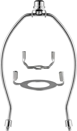 Vista 6 de Soporte de arpa de pantalla de lámpara de 8 pulgadas, arpa de lámpara de níquel con adaptador E26 UNO Fitter, juego de sillín y remate estándar IPS