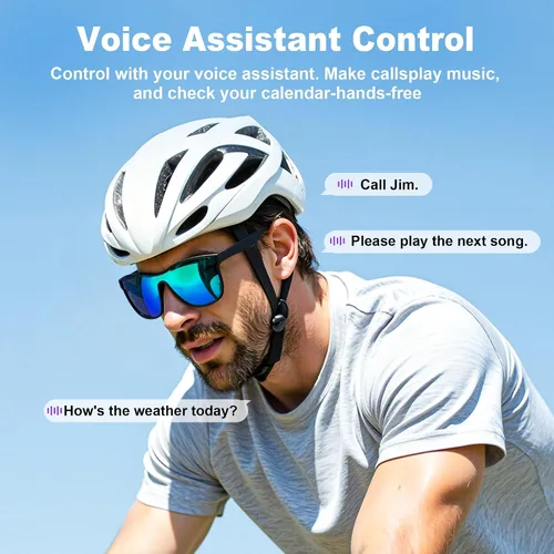 Vista 5 de Lentes inteligentes AI, gafas de sol azules Bluetooth