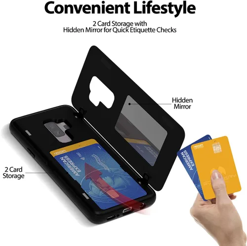 Vista 3 de GOOSPERY Parachoques magnético para puerta compatible con Galaxy S9 Plus, tarjetero tipo billetera con cierre automático por iman, funda protectora