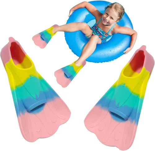 Vista 3 de Aletas de natación para niños, aletas cortas de natación para natación, aletas juveniles, aletas de entrenamiento de natación para niños, niñas