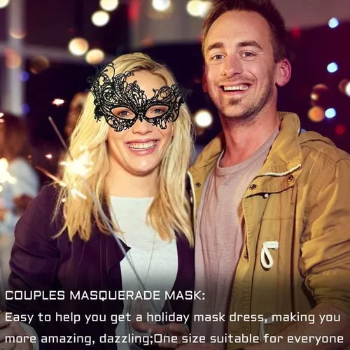 Vista 5 de Máscara de encaje para mujer, máscaras venecianas para fiesta de máscaras, fiesta de disfraces, Halloween, carnaval, apta para adultos, suave y negro