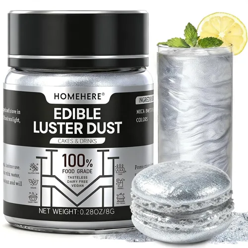 Vista 14 de HomeHere Purpurina comestible para bebidas y pasteles, 0.35 onzas de polvo brillante de diamante de grado alimenticio, polvo brillante