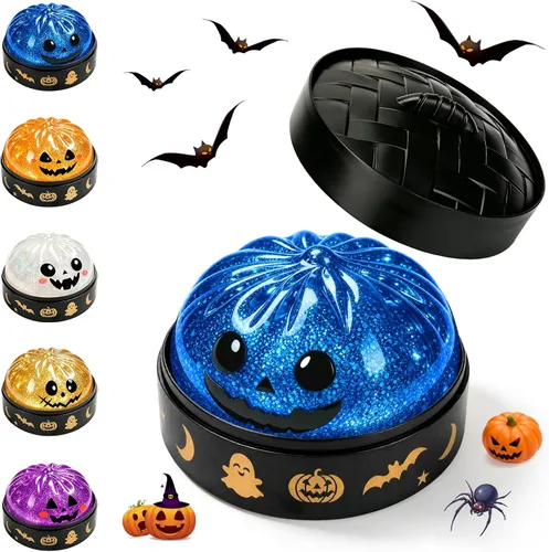 Vista 10 de Halloween Themed Squishy Dumpling Toy with Gift Box, Giant Spooky Face Squishy Dumpling, Stretchable Squeeze Stress Ball Fidget Sensory Toy for
