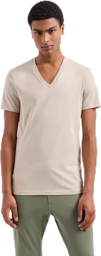Vista 10 de Armani Exchange Camiseta de manga corta con cuello en V de algodón Pima para hombre Beacon Blue
