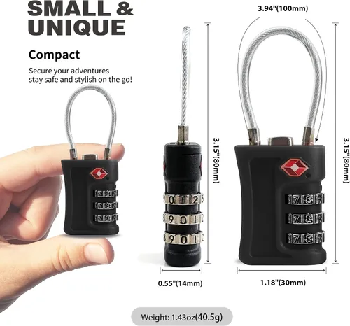 Vista 2 de Cerraduras de maleta aprobadas por la TSA, candado de combinación de 3 dígitos, cerraduras TSA para equipaje, candado combinado con código