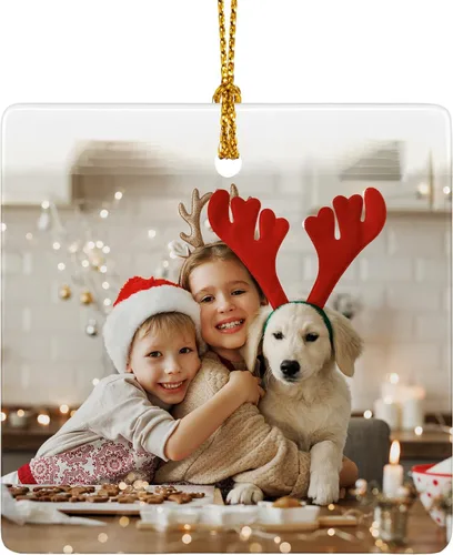 Vista 24 de Adornos de Navidad personalizados, adorno con foto personalizada, nuestro primer árbol de Navidad colgante 2024, decoración regalo para Navidad