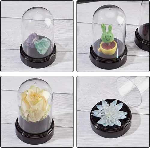 Vista 3 de NBEADS 6 juegos de cubiertas de cúpula de plástico, 2.77 x 4.2 pulgadas de diámetro, cúpula de cúpula de cúpula Cloche Mini transparente con base