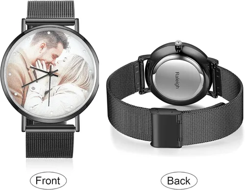 Vista 2 de JewelOra Reloj de fotos personalizado para mujeres y hombres reloj personalizado con imagen grabada relojes de pulsera de acero inoxidable regalos