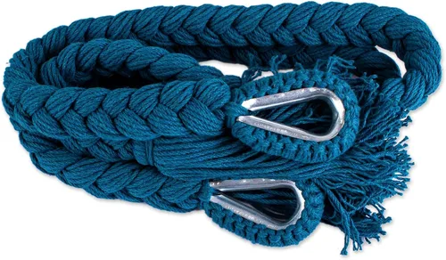 Vista 6 de NOVICA Hamaca maya de algodón azul turquesa 1001 Summer Nights de México 'Caribbean Blue Cascade