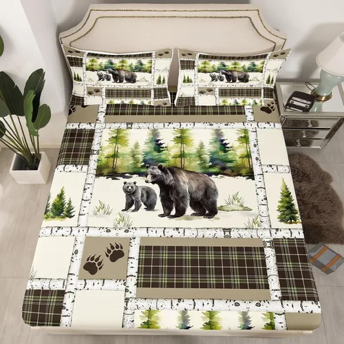 Vista 11 de Erosebridal Sábanas de cama de vaca tamaño individual para decoración rústica, sábana bajera ajustable de estrellas del oeste de Texas para vaquera