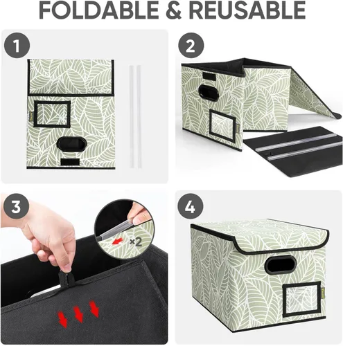 Vista 8 de Caja organizadora de archivos Baleine con tapa, organizador de carpetas de archivos plegable con deslizador de plástico, caja de carpetas