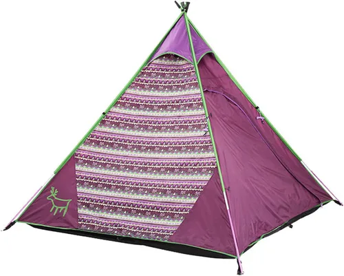Vista 9 de Tienda de campaña tipi Capacidad para 4 personas Perfecto para acampar para familiares y amigos Diseño impermeable para 4 estaciones con Marrón
