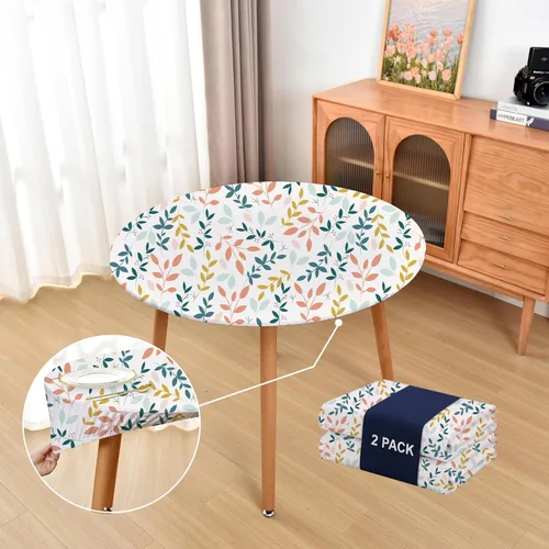 Vista 50 de Mantel ajustado blanco con elástico para mesas plegables de 48x48 pulgadas, manteles lavables y elásticos de elastano para mesas de cartas, manteles