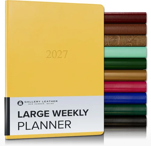 Vista 127 de Gallery Leather Planificador Semanal y Mensual Grande 2025-2026, Calendario Planificador y Cuaderno Elegantemente Encuadernado con Elegantes Bordes