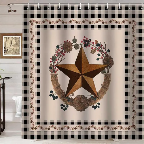 Vista 11 de Namdeva Cortina de ducha con bandera estadounidense, diseño de estrellas y rayas patrióticas, 4 de julio, Día de la Independencia, tablero