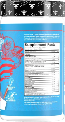Vista 2 de Amino Flood de formulaciones de primera línea - Fórmula de recuperación e hidratación BCAA + EAA - Soporte muscular, electrolitos y resistencia