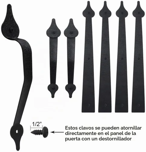 Vista 5 de WINSOON Decorative Metal Garage Door Hardware Screw in, Black Steel, 1 Set