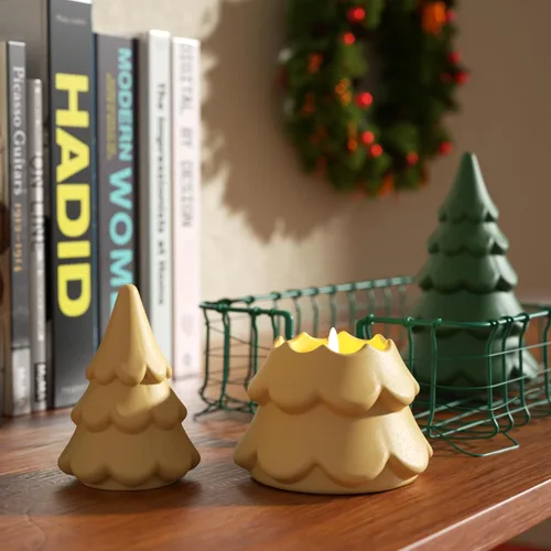 Vista 2 de BOOWAN Nicole Moldes de silicona apilables para árbol de Navidad con tapa, moldes modulares de silicona para hormigón Jesmonite, cemento hecho a