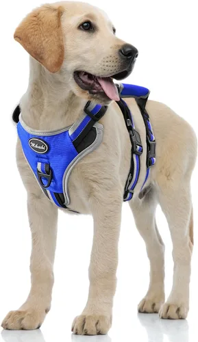 Vista 14 de Mihachi Arnés para perro a prueba de escapes, arnés para perro sin tirones con asa, suave acolchado reflectante y ajustable de cuerpo completo