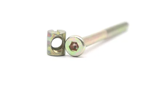 Vista 3 de Juego de tornillos y tuercas para litera, paquete de 10 tapas hexagonales M8x100mm, tornillos de barril de media rosca, kit de tuercas para cuna