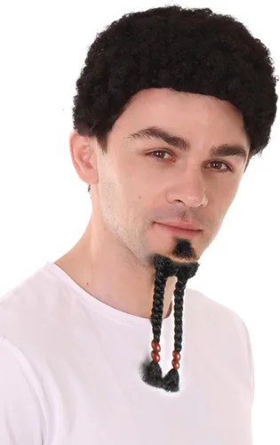 Vista 5 de Cabello humano largo con cuentas de pelo humano para hombre