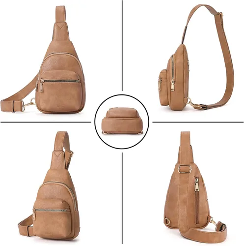 Vista 7 de CLUCI Small Sling Bag for Women, Leather Crossbody Fanny Packs Trendy, Women's Chest Bag