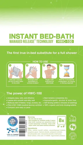 Vista 2 de Easy Bath - Toallitas de baño 100% biodegradables sin enjuague, hipoalergénicas con tecnología de liberación administrada, ducha completa con solo