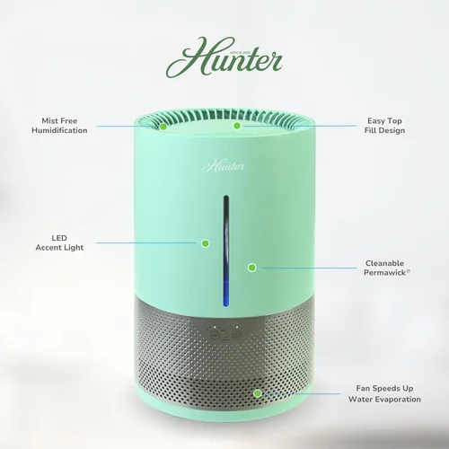 Vista 2 de HHE150 Hunter Aspire 4.8L Humidificador evaporativo con filtro PermaWick (4.8L) - Elimina contaminantes y polvo blanco para niebla y aire limpios
