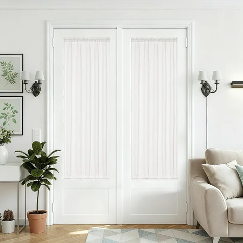 Vista 35 de Cortinas de cocina de lino semitransparente beige de 24 pulgadas de largo, 2 paneles Cream, Cafe Short Curtains, for Bathroom Small Windows, Light