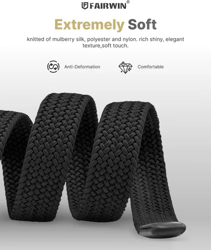 Vista 3 de FAIRWIN Cinturones elásticos trenzados elásticos para hombre de golf casual jeans tejidos 1 38 "cinturones de trabajo de nailon para hombres