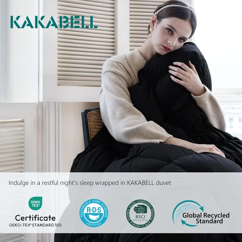 Vista 5 de KAKABELL Edredón de Pliegues Pinzados de Fibra de Plumón de Ganso Tamaño Twin Para Todas las Estaciones - Ultra Suave y Acogedor Relleno de Edredón