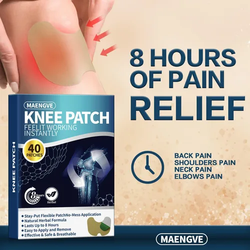 Vista 4 de Parche para aliviar el dolor de rodilla, 40 unidades, para rodilla, cuello, hombros, espalda y parche caliente de hueso sobre hueso, 8 horas