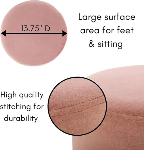 Vista 10 de BIRDROCK HOME Otomana Redonda Reposapiés – Diseño Moderno Suave Acolchado – Ideal para Sala de Estar, Dormitorio – Reposapiés Compacto, Silla