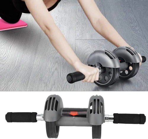 Vista 2 de Rueda de rodillo abdominal, rueda abdominal, entrenamiento de doble rodillo abdominal, rodillo de ejercicio abdominal premium con ruedas dobles