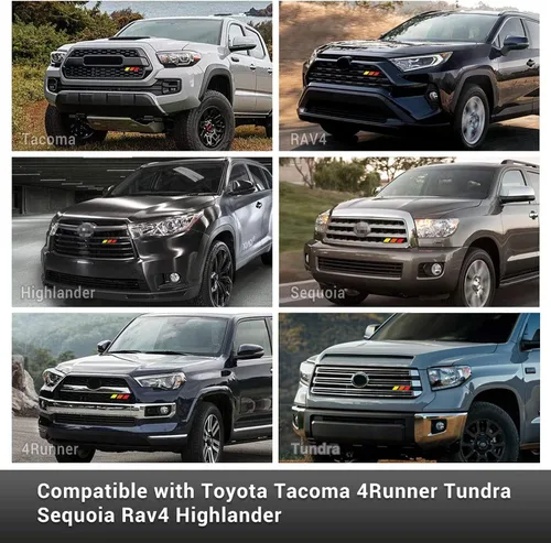 Vista 4 de Emblema de rejilla frontal tricolor para Tacoma 4 Runner Tundra Sequoia Rav4 Highlander (amarillo/naranja/rojo)