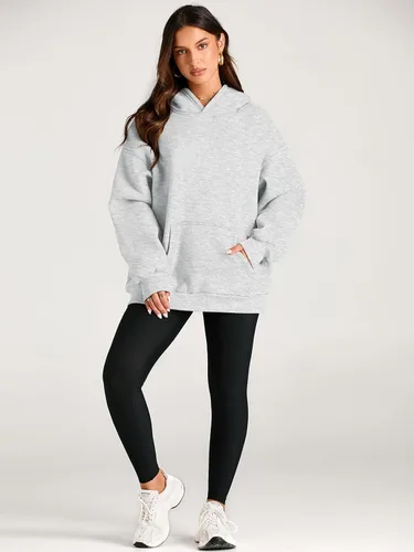 Vista 6 de EFAN - Sudadera con capucha para mujer - Sudadera de vellón sobredimensionada con mangas largas para otoño e invierno, ropa de moda inspirada
