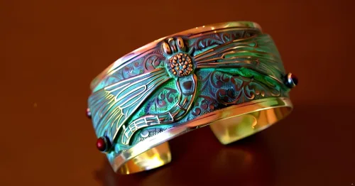 Vista 2 de Pulsera de libélula, granate auténtico