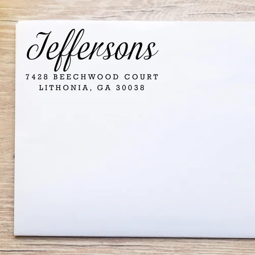 Vista 7 de Sello de dirección de devolución Sello de dirección personalizado Sello de auto tinta de devolución Correo de devolución de boda Caligrafía de goma