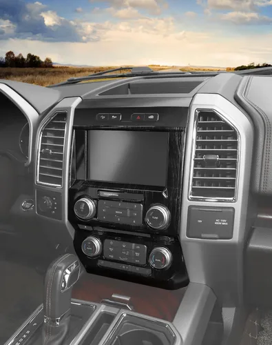 Vista 7 de Voodonala - Funda para panel de control del volumen de navegación de la consola central para Ford F150 2015-2020, grano de madera negro